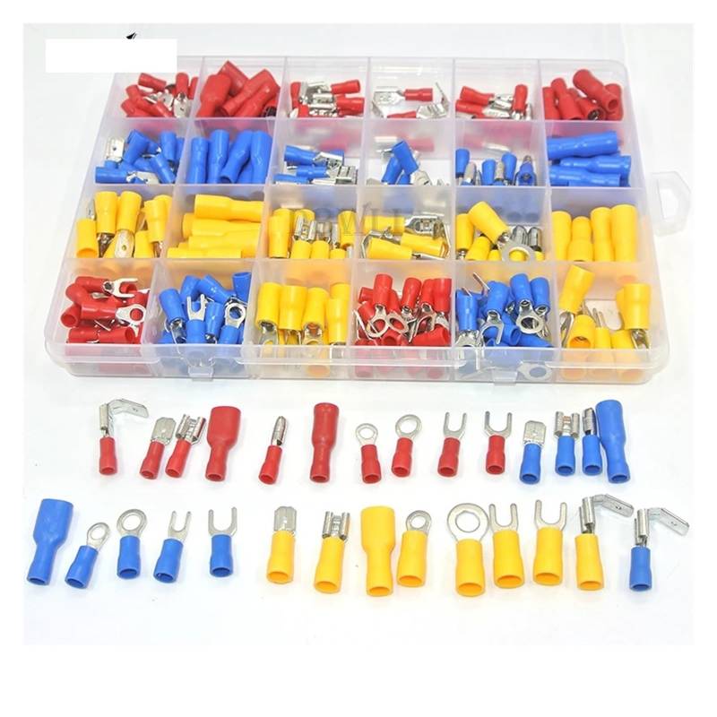 30value 277pcs 22-10 AWG Insulated Butt Piggyback Spade Fork Ring Solderless Crimp Terminals Connectors Assortment Kit von RVBLRDSE