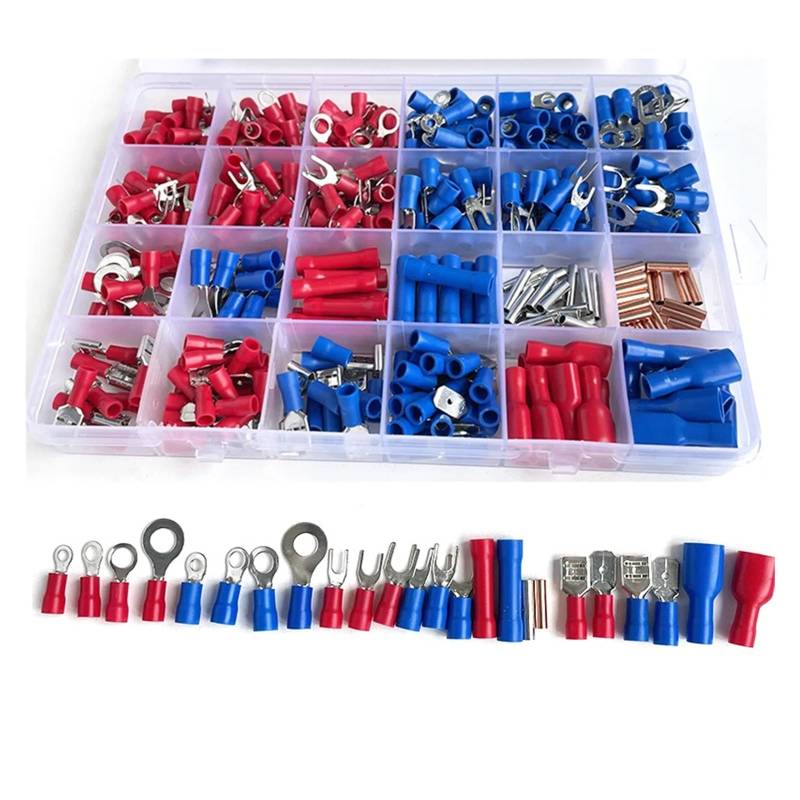 400 Pcs Insulated Wire Connectors Assorted Crimp Terminal Kit - Quick Disconnect Ring Spade Butt Fork von RVBLRDSE