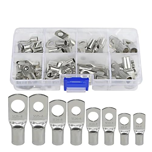 60pcs Terminals Lug Tinned Copper Tube Lug Ring Seal Battery Wire Connectors Cable Terminal Kit with HX-50B Plier von RVBLRDSE