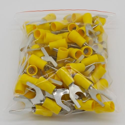 SV5.5-8 Yellow Terminal Cable Wire Connector 50PCS Insulated Fork Spade Crimp Connector Terminals Electrical Wiring SV5-8 SV von RVBLRDSE