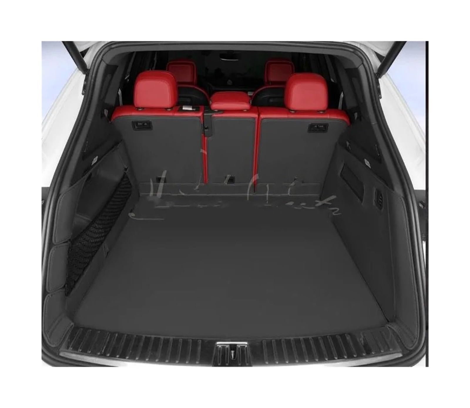Car Trunk Liner Auto Hinten Stamm Matten Fit Für Porsche Cayenne E3 9YA/9YB 2019~2026 Leder Lagerung Pads Fracht Kofferraum Schutzmatte(Black Full Set) von RVIFY