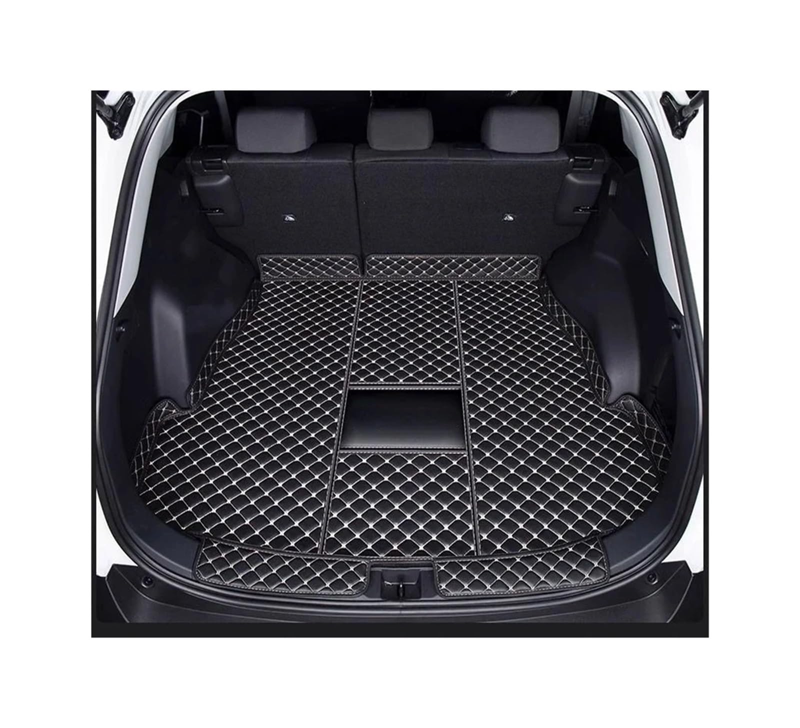 Car Trunk Liner Fit Für Toyota RAV4 2024 2025 Zubehör Kraftstoff PHEV Vollständige Abdeckung Cargo Liner Auto Innen Modifikation Kofferraum Schutzmatte(Main Pad Black Beige,Fuel) von RVIFY