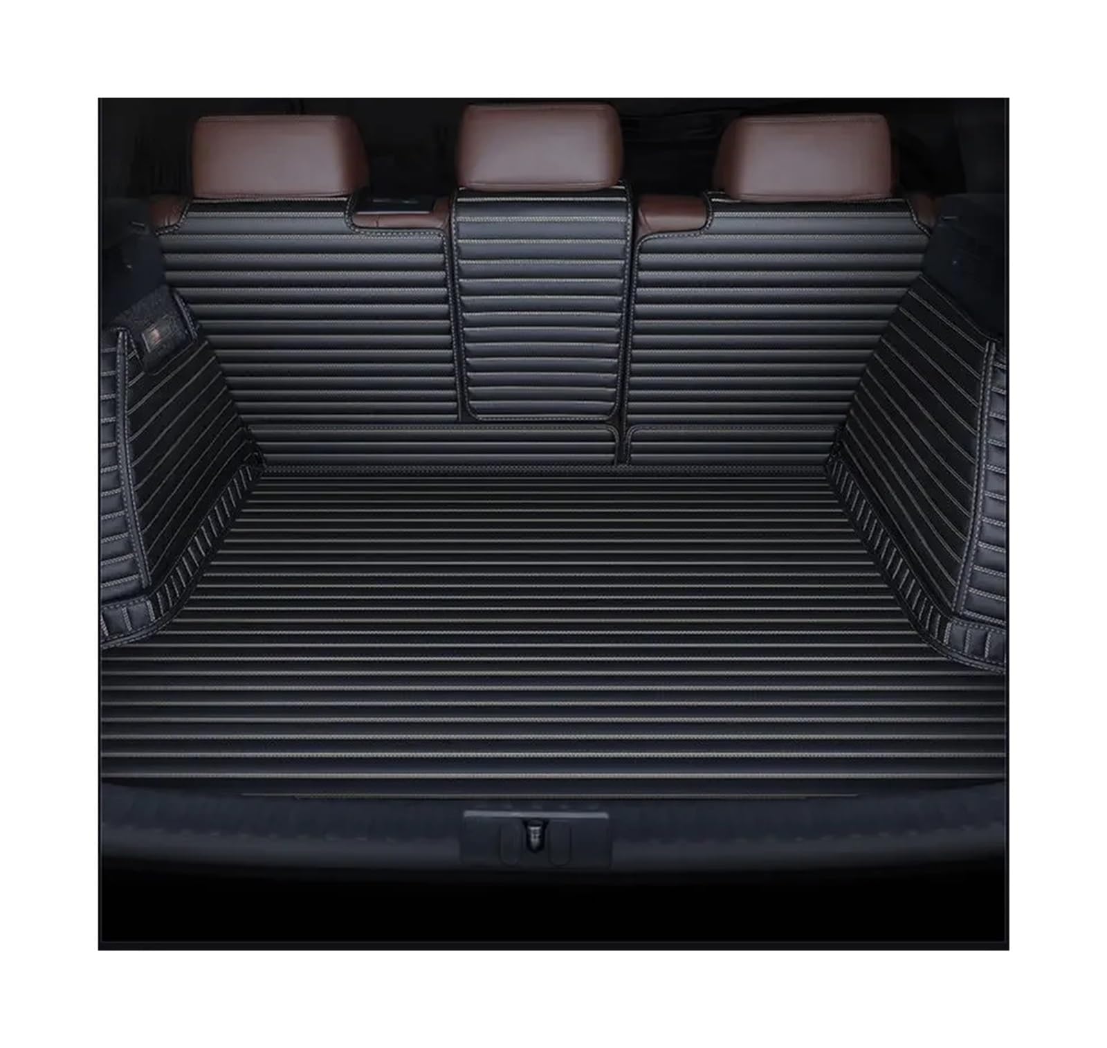 Car Trunk Liner Gestreifte Pu-Leder-Kofferraummatte mit vollständiger Abdeckung, passend für Peugeot 301 307 308 2014–2015 2016–2019 Kofferraum Schutzmatte(07,308 2016-2019) von RVIFY