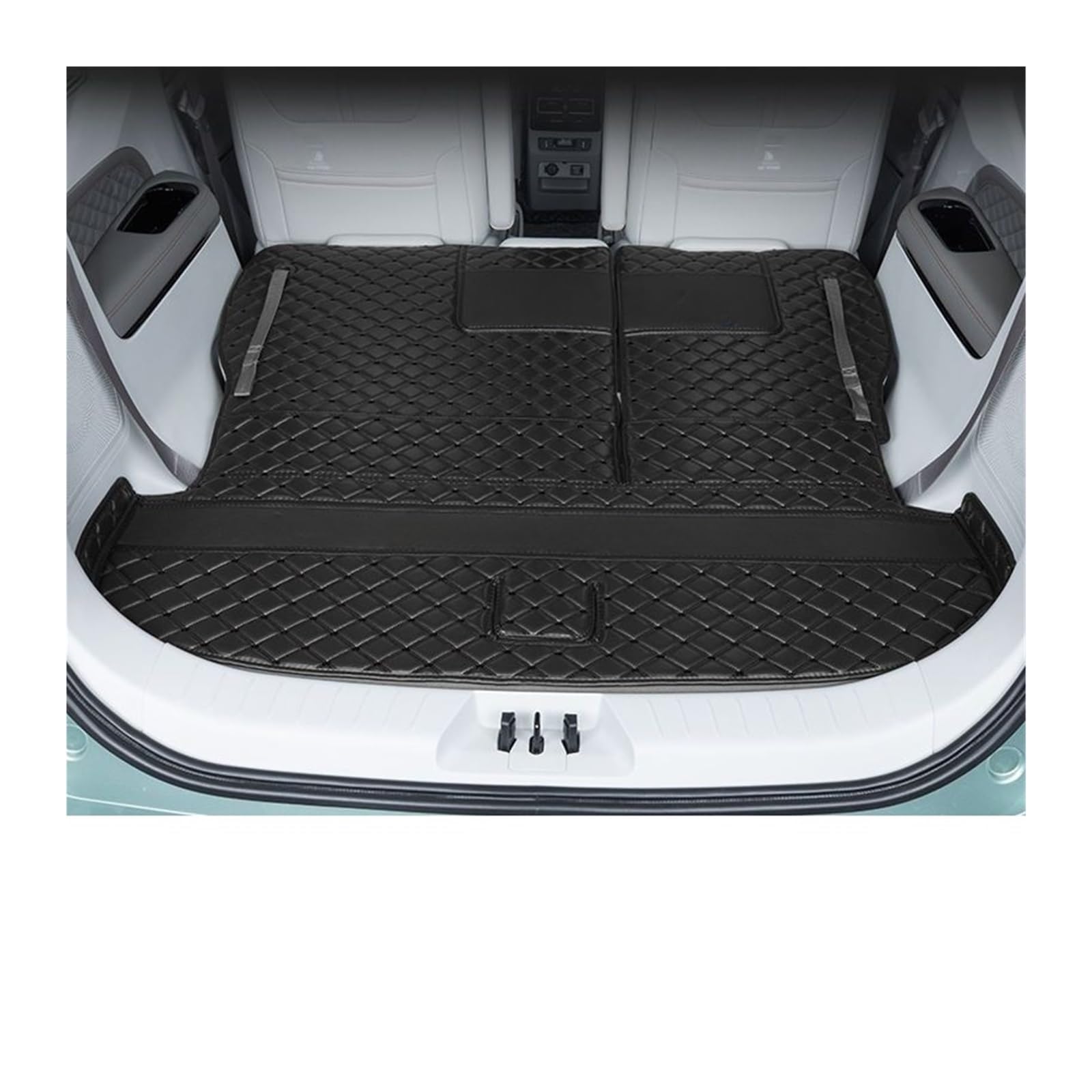 Car Trunk Liner Leder-Kofferraummatte passend für Dongfeng Forthing M4 U-Tour 2024 2025 6-Sitzer Anti-Schmutz-Laderaumabdeckung Kofferraum Schutzmatte(3pcs Black) von RVIFY