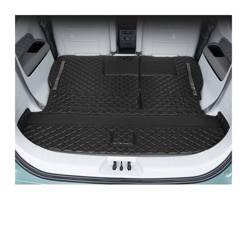 Car Trunk Liner Leder-Kofferraummatte passend für Dongfeng Forthing M4 U-Tour 2024 2025 6-Sitzer Anti-Schmutz-Laderaumabdeckung Kofferraum Schutzmatte(3pcs Black) von RVIFY