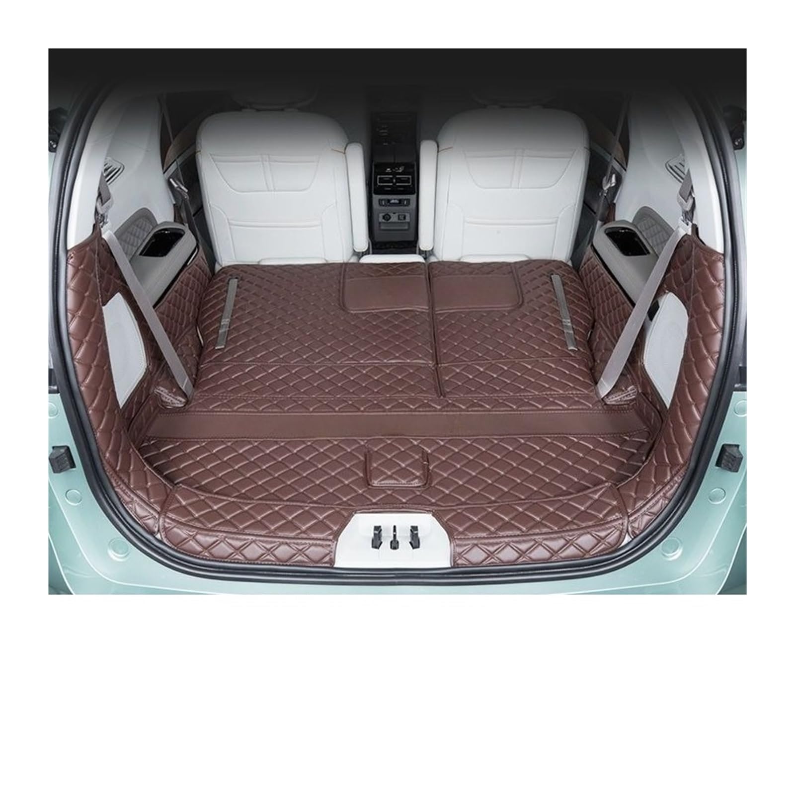 Car Trunk Liner Leder-Kofferraummatte passend für Dongfeng Forthing M4 U-Tour 2024 2025 6-Sitzer Anti-Schmutz-Laderaumabdeckung Kofferraum Schutzmatte(Full Set Coffee) von RVIFY