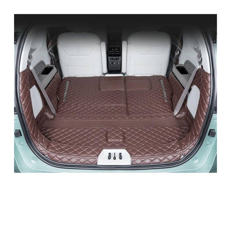 Car Trunk Liner Leder-Kofferraummatte passend für Dongfeng Forthing M4 U-Tour 2024 2025 6-Sitzer Anti-Schmutz-Laderaumabdeckung Kofferraum Schutzmatte(Full Set Coffee) von RVIFY