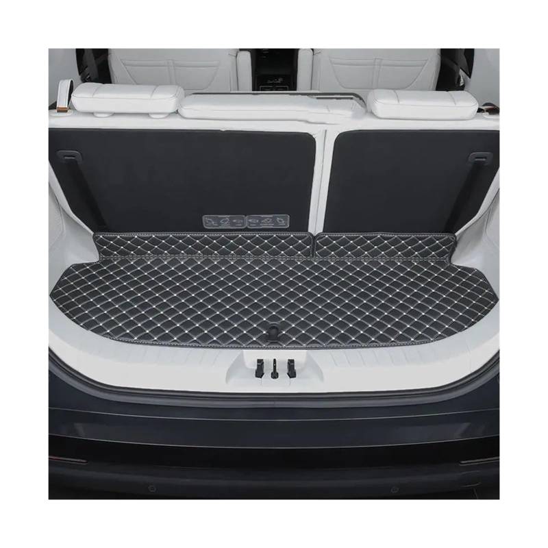 Car Trunk Liner Leder-Kofferraummatte passend für Dongfeng Forthing M4 U-Tour 2024 2025 6-Sitzer Kofferraum Schutzmatte(Bottom pad Black beige) von RVIFY