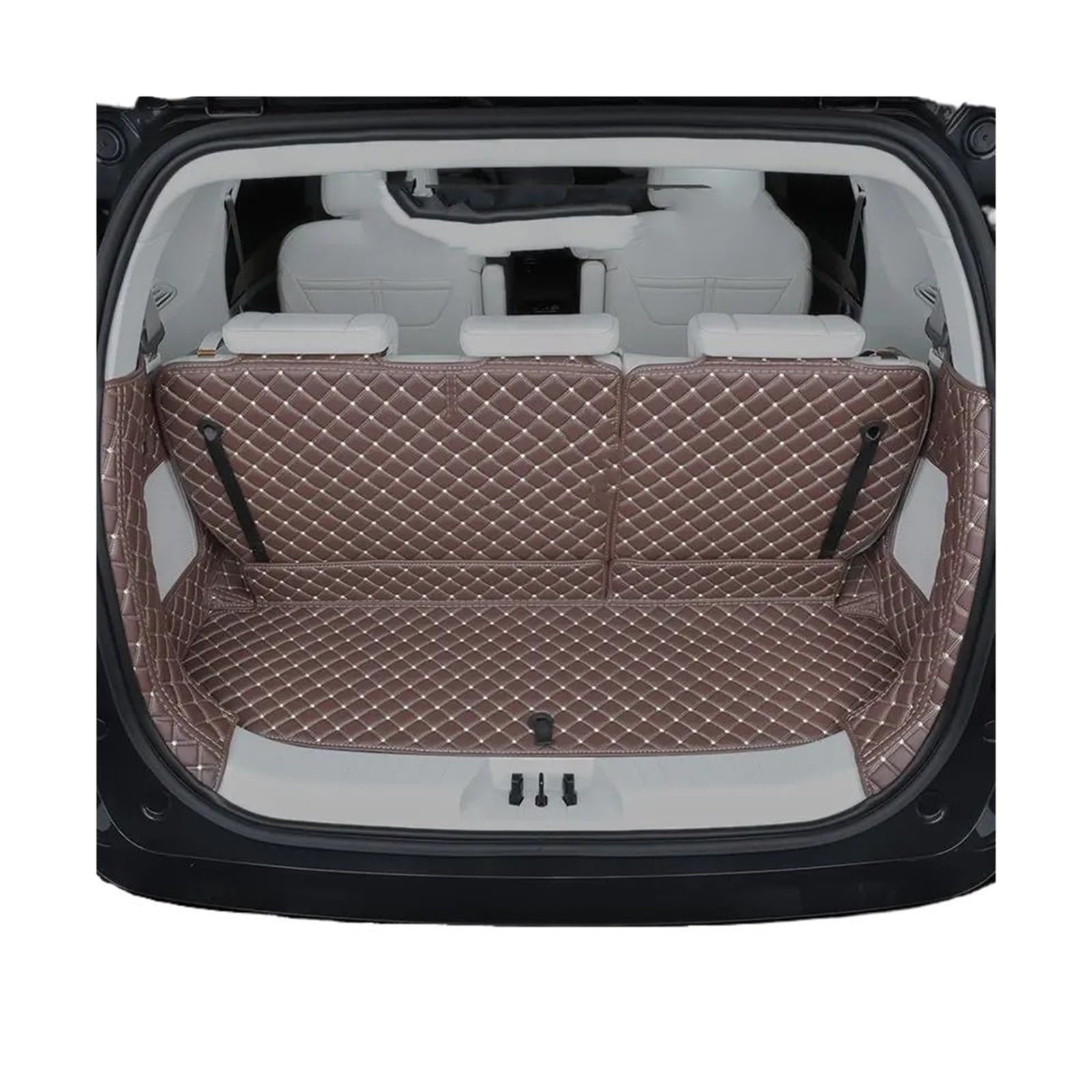 Car Trunk Liner Leder-Kofferraummatte passend für Dongfeng Forthing M4 U-Tour 2024 2025 6-Sitzer Kofferraum Schutzmatte(Full Package Coffee Color) von RVIFY
