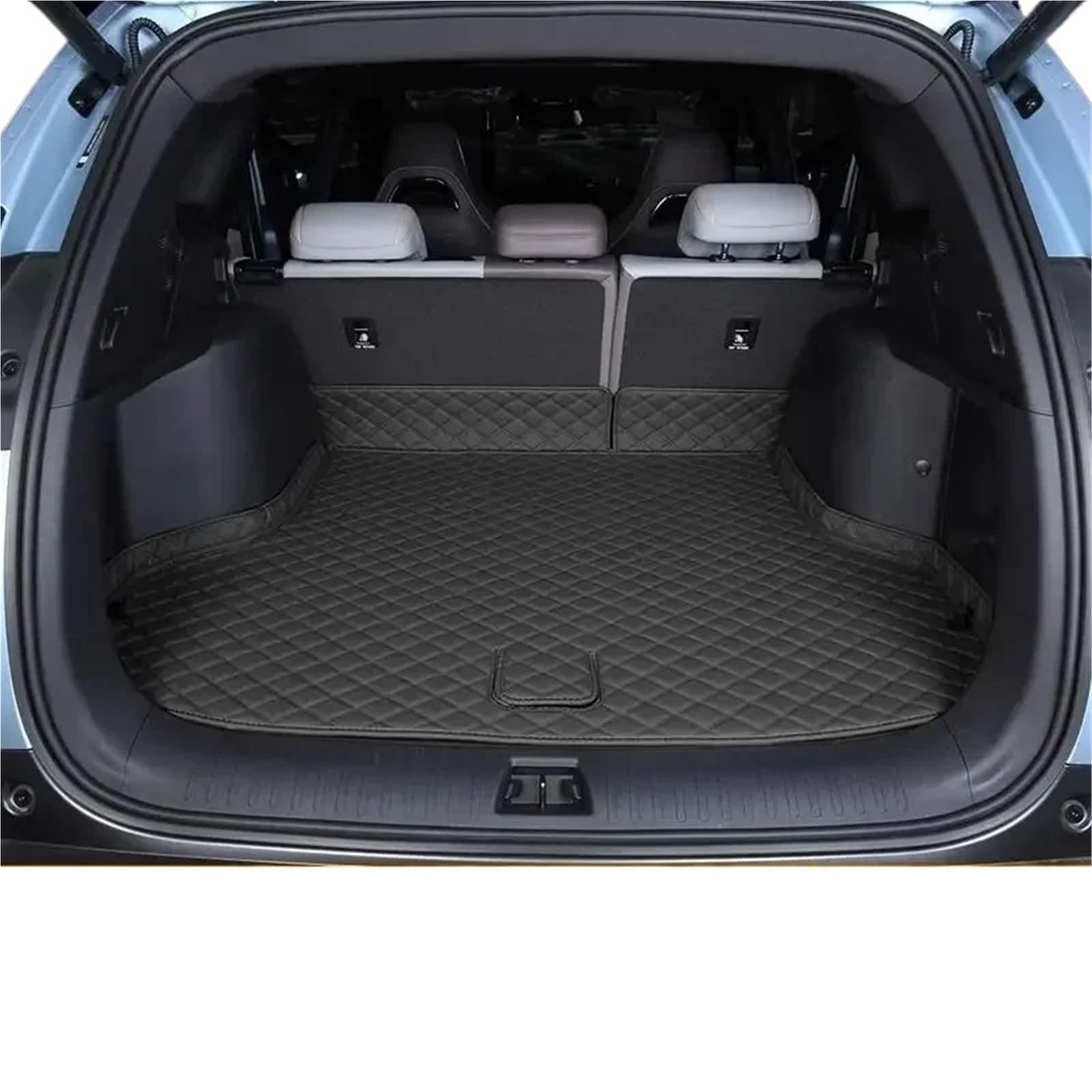 Car Trunk Liner Passend für BYD Seal U Sealion 6 Song Plus DMI Kofferraummatten aus Leder, langlebige Laderaumwanne, Kofferraumteppiche, Innenabdeckung Kofferraum Schutzmatte(Black-Gray Half Set) von RVIFY