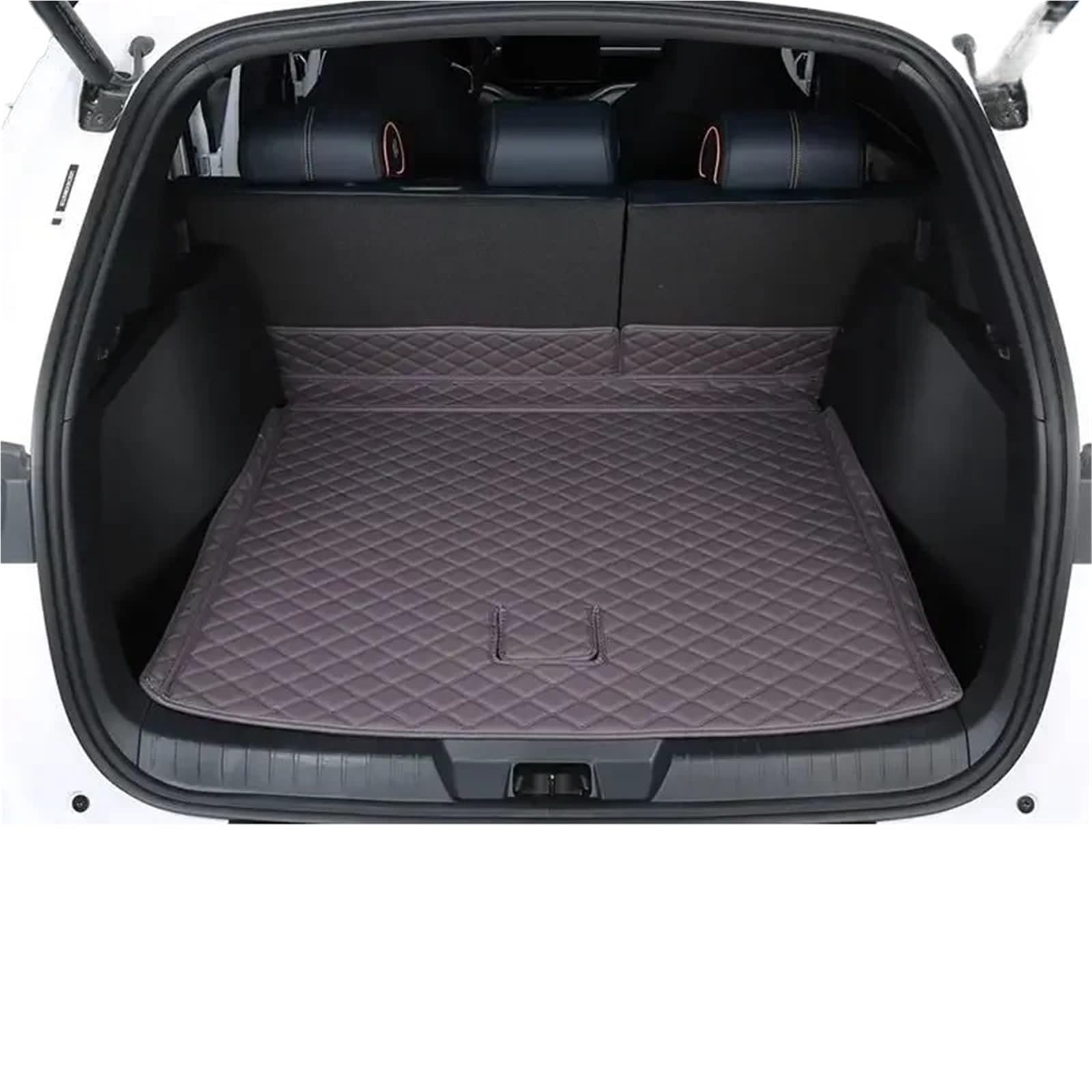 Car Trunk Liner Passend für BYD Seal U Sealion 6 Song Plus DMI Kofferraummatten aus Leder, langlebige Laderaumwanne, Kofferraumteppiche, Innenabdeckung Kofferraum Schutzmatte(Purple-Gray Half Set) von RVIFY