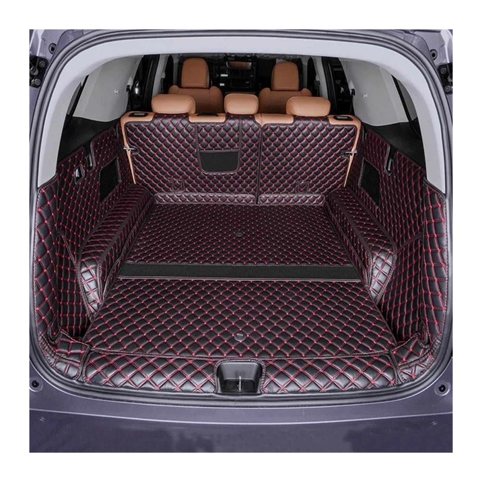 Car Trunk Liner Passend für Great Wall New Haval H5 2024. Passende Kofferraummatte, langlebiger Teppich für den hinteren Stauraum Kofferraum Schutzmatte(A Black Red) von RVIFY