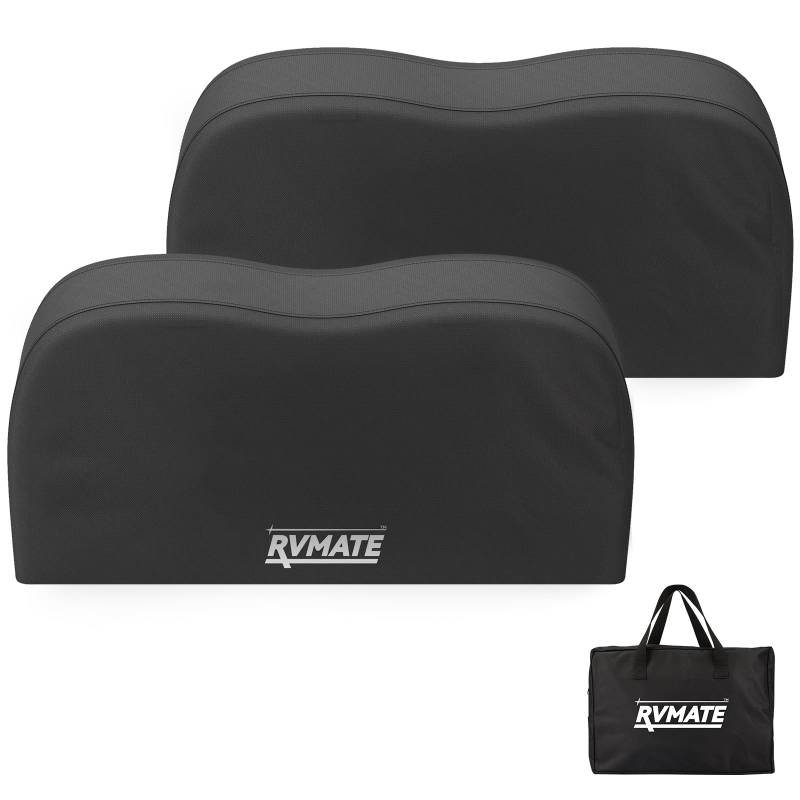RVMATE Wohnmobil-Reifenabdeckungen, Doppelachsen-Radabdeckung (2 Stück), passend für Reifen mit einem Durchmesser von 76,2 cm - 83,8 cm, wasserdicht, UV-Schutz, 600D Oxford, schwarz, von RVMATE