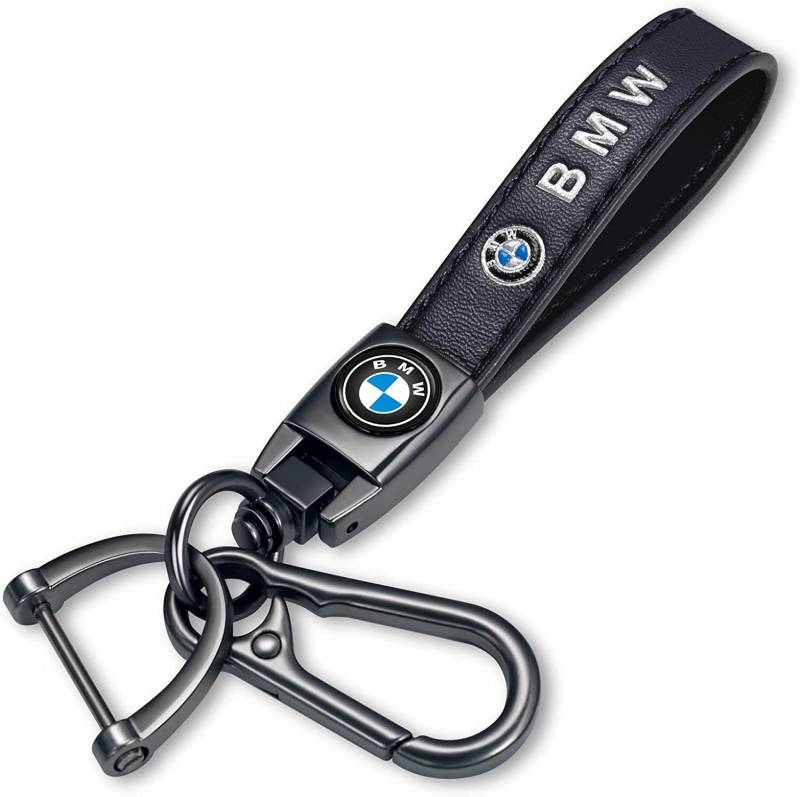 RWALOMOP Echtes Leder Schlüsselanhänger für BMW M 3 5 7 X1 X3 M3 M5 X1 X5 X6 Autoschlüsselbund für Männer und Frauen Schlüsselring Zubehör schwarz von RWALOMOP
