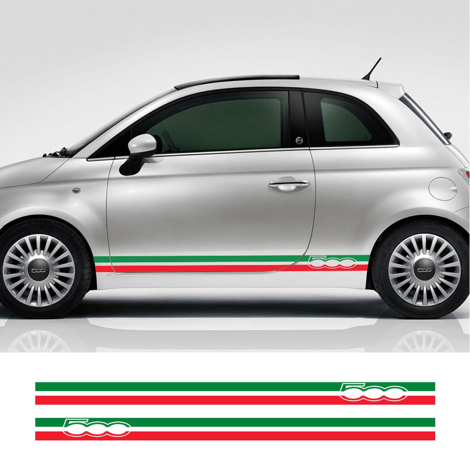 RWRAPS 2PCS Auto Vinyl PVC Aufkleber Autotür Seitenstreifen Rock Aufkleber Grafikaufkleber, passend für FIAT 500 Abarth Zubehör von RWRAPS