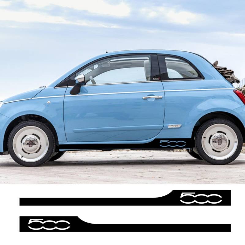 RWRAPS 2PCS Autoaufkleber Grafiken Racing Styling Seitenstreifen Rock Auto Karosserie Dekor Aufkleber, passend für FIAT 500 Abarth Zubehör von RWRAPS