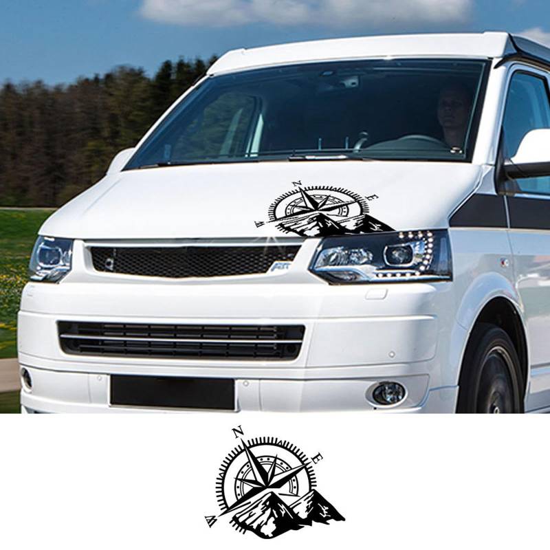 RWRAPS Autoaufkleber, Wohnmobil, Kompass, Grafik, Vinyl-Aufkleber, passend für VW Transporter T4 T5 T6 Multivan Caravelle   Zubehör von RWRAPS