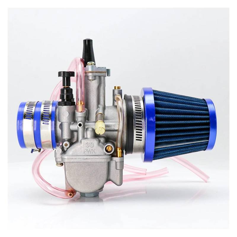 Vergaser Carburetor Für Keihin Für CB Für PWK 21 24 26 28 30 32 34mm Vergaser Mit Luftfilter 2/4T Carb Motorrad Motocross Dit Pit Bike Moped Vergaser Kit(30mm Blue) von RWRPQEDEXM