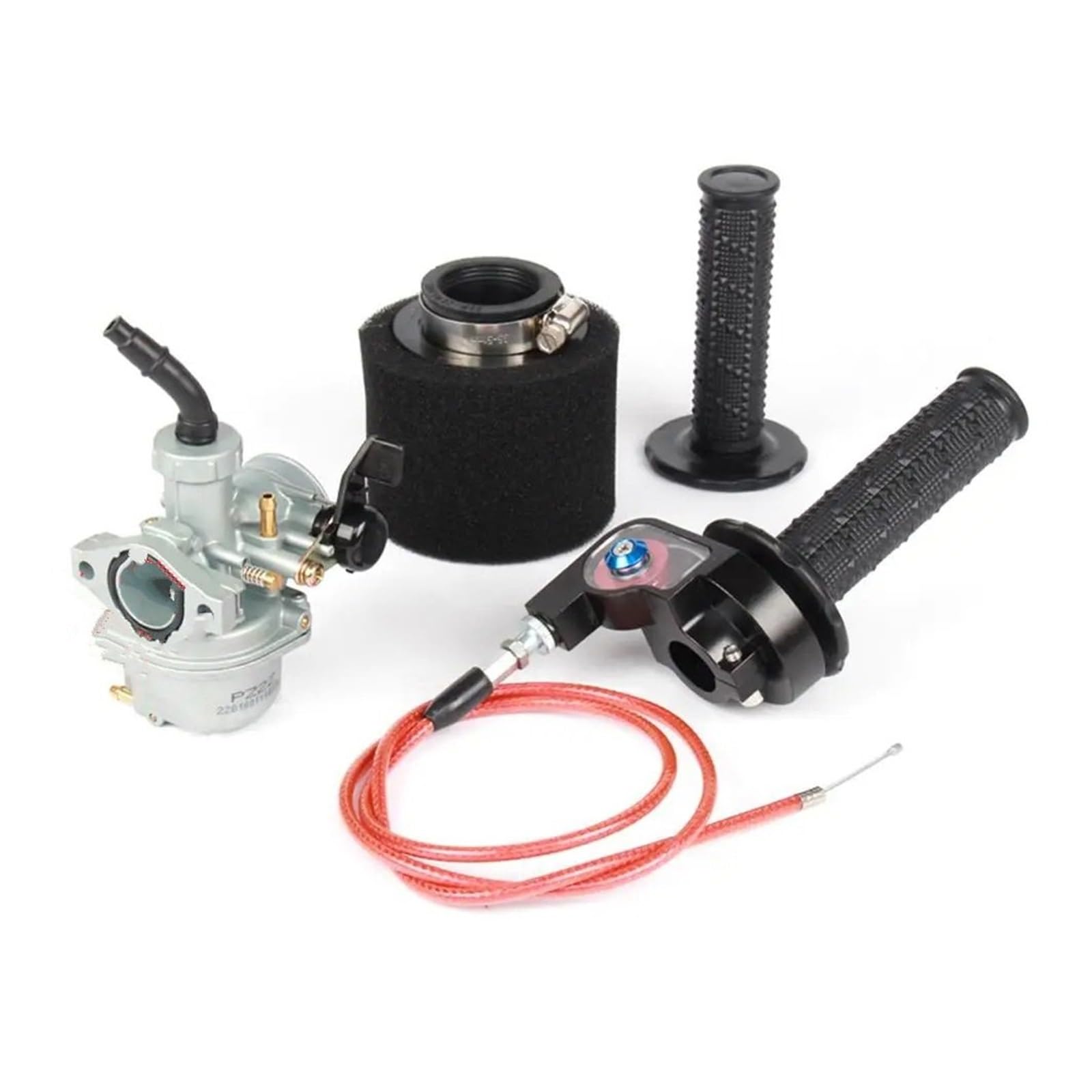 Vergaser Carburetor Für SSR Für Lifan CRF50 Für 110cc 125cc PZ22 22mm Motorrad Carb Vergaser Mit Luftfilter Visiable Pit Dirt Bike ATV Vergaser Kit(Black Bent) von RWRPQEDEXM