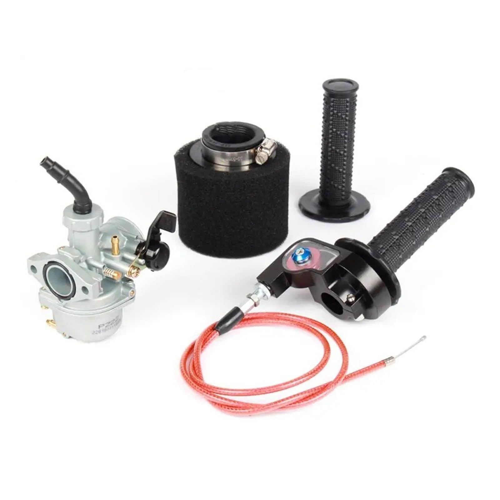 Vergaser Carburetor Für SSR Für Lifan CRF50 Für 110cc 125cc PZ22 22mm Motorrad Carb Vergaser Mit Luftfilter Visiable Pit Dirt Bike ATV Vergaser Kit(Red Bent) von RWRPQEDEXM
