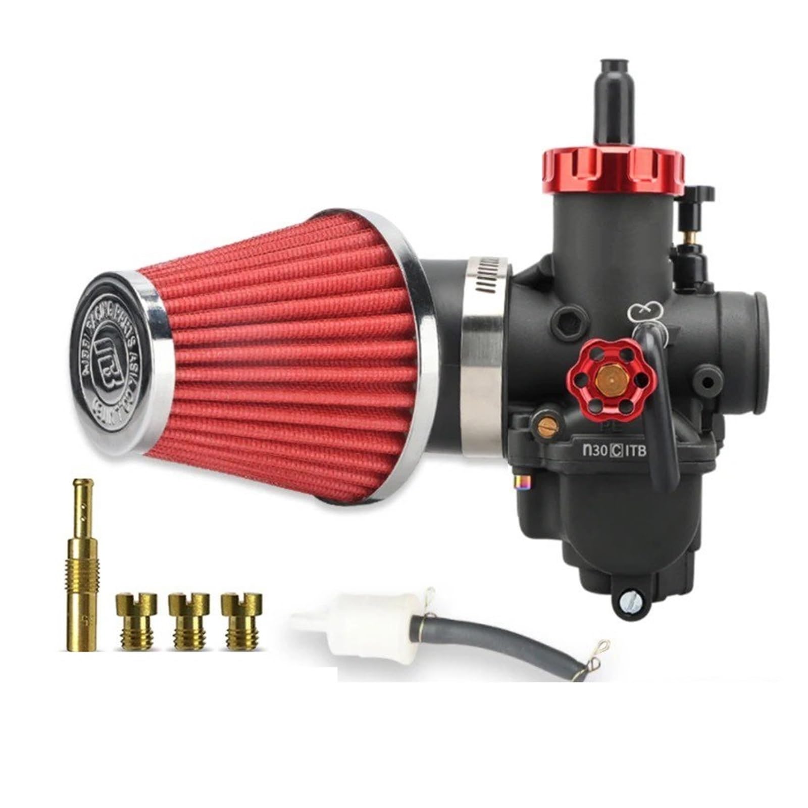Vergaser Carburetor Für Suzuki Für PE24mm/26mm/28mm/30mm 2T 4T Kit Motorrad Vergaser Luftfilter Vergaser Mit Carb Jets Motor Vergaser Kit(P J30mmKit) von RWRPQEDEXM