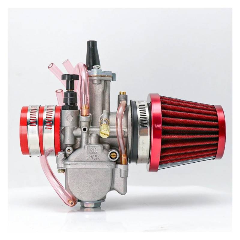 Vergaser Carburetor Motorradvergaser Vergaser Mit Luftfilter Dit Pit Bike Moped Für Keihin Für CB Für PWK 21 24 26 28 30 32 34 Mm 2/4T Vergaser Kit(30mm RED) von RWRPQEDEXM
