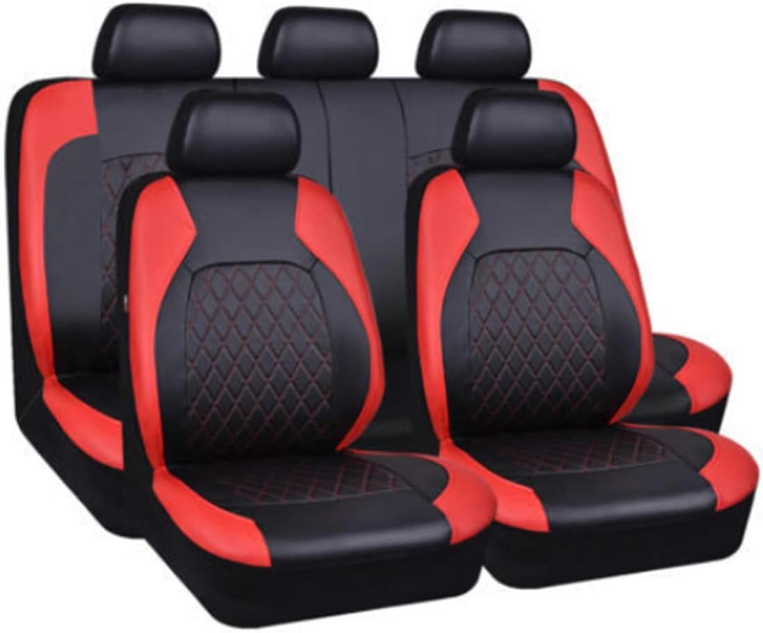 RWTECH Sitzbezüge Auto Autositzbezüge Universal Set für Audi A4 B9 allroad A4 B6 8E A4 B7 8E A4 B8 8K Avant Auto Zubehör,Schwarz Rot von RWTECH