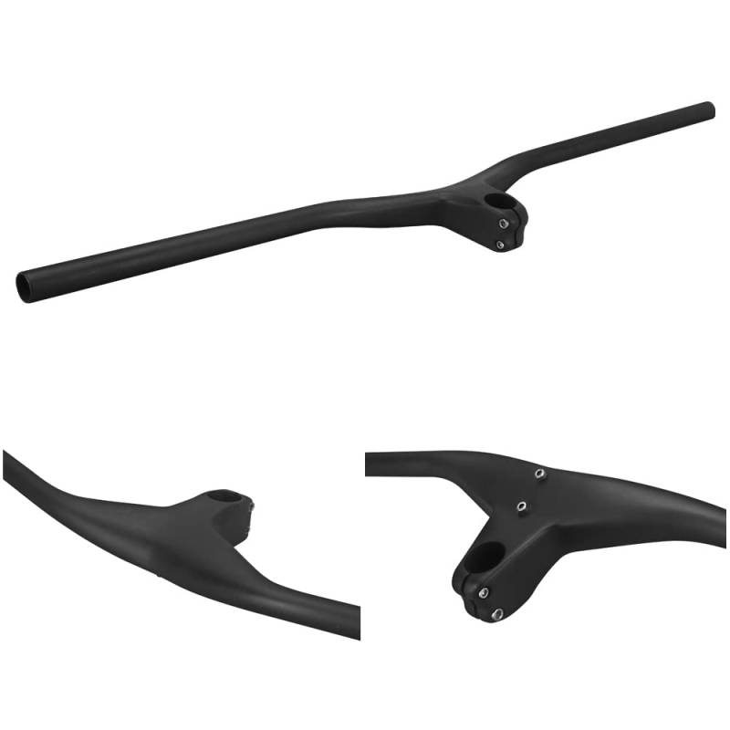 740 mm Fahrradlenker MTB Kohlefaser Lenker Integrierter Vorbau Lenker 1-1/8 Zoll Sweep Angle 7 Grad Mountainbike Lenker 90 mm 70/72/74/76/78/80 cm von RXL SL
