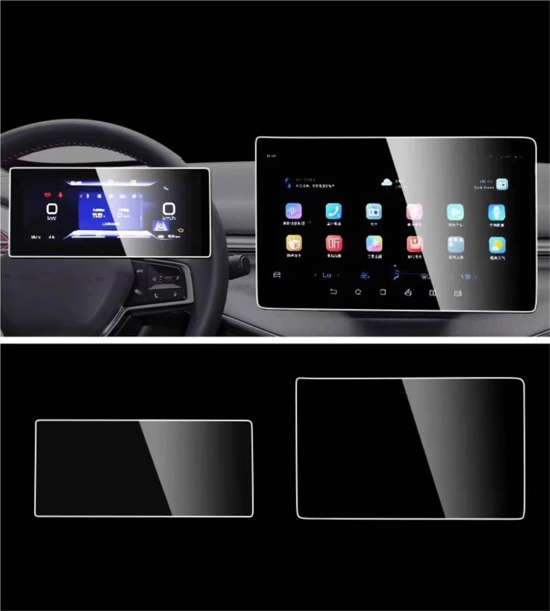 GPS-Navigations-Displayschutz Für BYD Für CHAZOR 2024 2023 2022 Auto 12,8 Zoll GPS Navigation Center Touch Und Dashboard Gehärtetem Glas Screen Protector Film(Dashboard and GPS) von RXRJSU