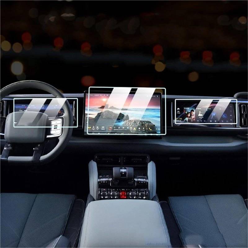 GPS-Navigations-Displayschutz Für BYD Für Gleichung Für Leopard Für Leopard 5 2023 Auto Innen Zubehör Auto Navigation Gehärtetem Glas Screen Protector Film(3PCS) von RXRJSU