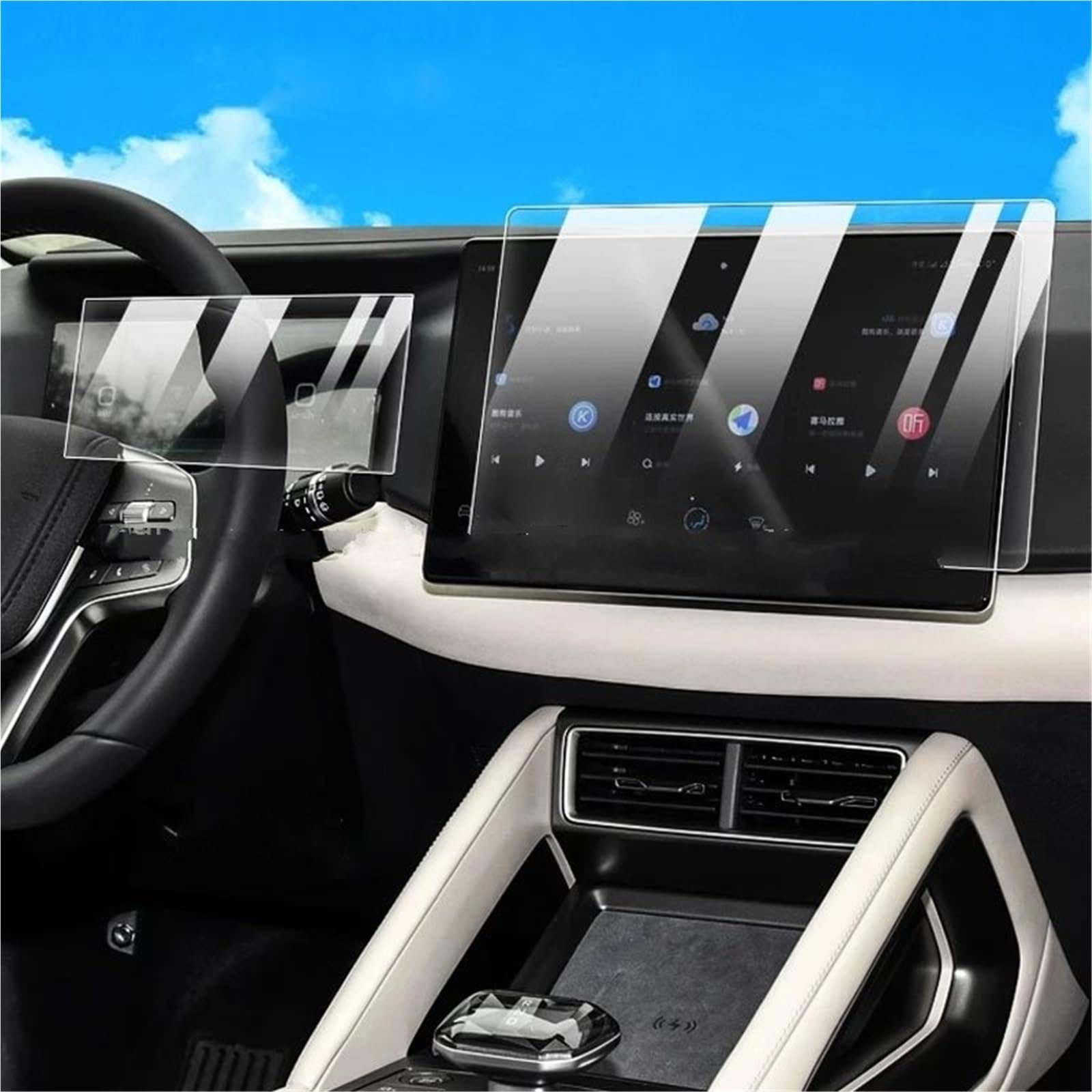GPS-Navigations-Displayschutz Für BYD Für Yuan Up 2024 Auto GPS Navigation Und Instrument Anti-Scratch Zubehör Gehärtetem Glas Screen Protector Film(12.8inch 1set) von RXRJSU