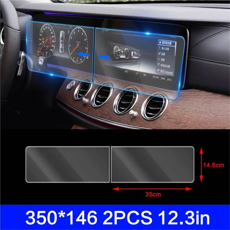 GPS-Navigations-Displayschutz Für Benz Für E Klasse Für W212 Für W213 Für E200 Für E220 Auto GPS Navigation LCD Bildschirm Gehärtetes Glas Schutz Film Anti Scratch(350x146 2PCS 12.3in) von RXRJSU