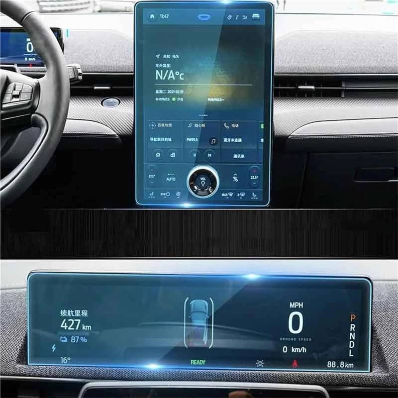 GPS-Navigations-Displayschutz Für Ford Für Mustang Für Mach-E 2021 2022 2023 15,5 Zoll Auto LCD GPS Navigation Gehärtetem Glas Und Armaturenbrett-Bildschirm Film Schutz(Dashboard and GPS) von RXRJSU