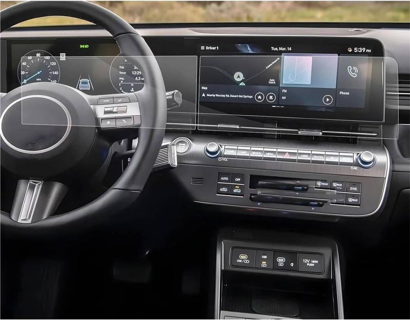 GPS-Navigations-Displayschutz Für Hyundai Für Kona 2024 Auto 12,3 Zoll GPS Navigation Center Touch Und Dashboard PET Screen Protector Film Zubehör von RXRJSU