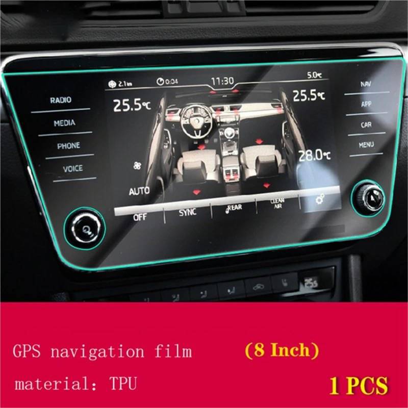 GPS-Navigations-Displayschutz Für Skoda Für Superb 2018 2019 2020 2021 2022 2023 Auto Zubehör TPU Auto GPS Navigation Schutz Film LCD Screen Protector Anti-Scratch(8 Inch) von RXRJSU