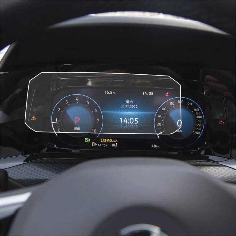 GPS-Navigations-Displayschutz Für VW Für Golf 8 2021 2022 LCD Auto Radio GPS Navigation Gehärtetem Glas Screen Protector Film Innen Zubehör(Instrument) von RXRJSU