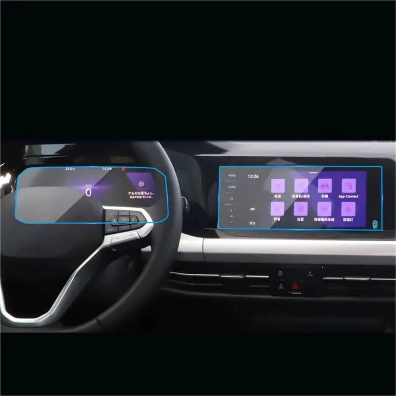 GPS-Navigations-Displayschutz Für VW Für Golf 8 2021 Zubehör Auto Gehärtetem Glas Navigation Display-schutzfolie DVD GPS Multimedia LCD Schutz(8 inch 1 Set) von RXRJSU