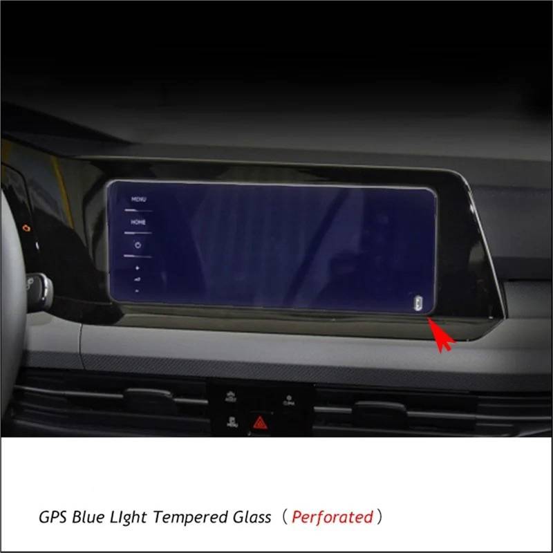 GPS-Navigations-Displayschutz Für VW Für Golf 8 Für MK8 2020 2021 Gehärtetem Glas Membran GPS Navigation Bildschirm Anti Blue Ray Schutz Film Auto Dekoration(GPS with Hole) von RXRJSU