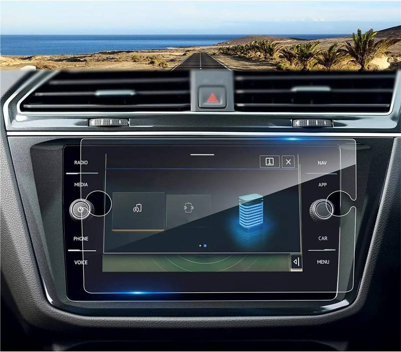GPS-Navigations-Displayschutz Für VW Für Tiguan 2021 2022 2023 8 Zoll Auto Infotainment Radio GPS Navigation Screen Protector Dashboard Gehärtetem Glas Film von RXRJSU