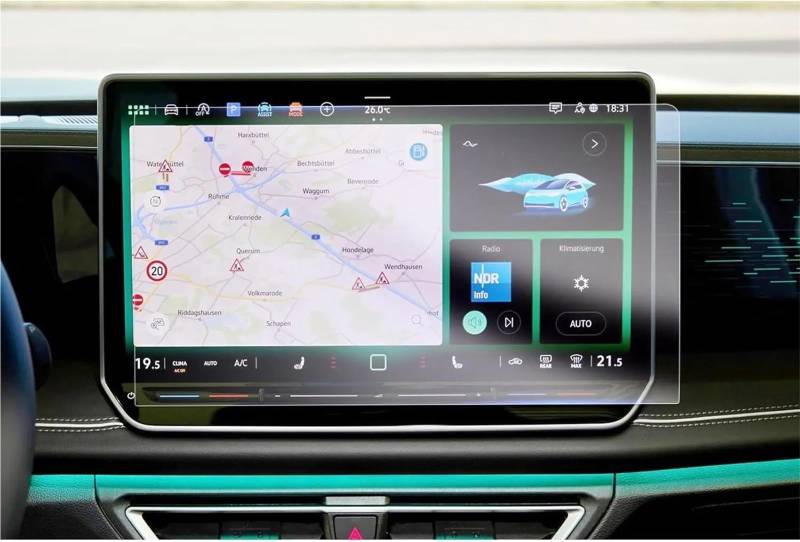 GPS-Navigations-Displayschutz Für VW Für Tiguan 3 2024 2025 Auto 12,9 Zoll GPS Navigation Center Touch Display Gehärtetem Glas Screen Protector Film von RXRJSU
