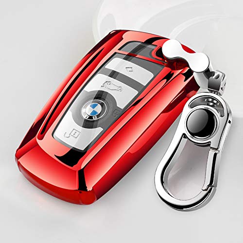 RYE Autoschlüssel hülle für BMW 1/3/4/5/6/7 Serie und X3, 4 Tasten TPU-Silikon BMW Schlüsselhülle-Rot von RYE