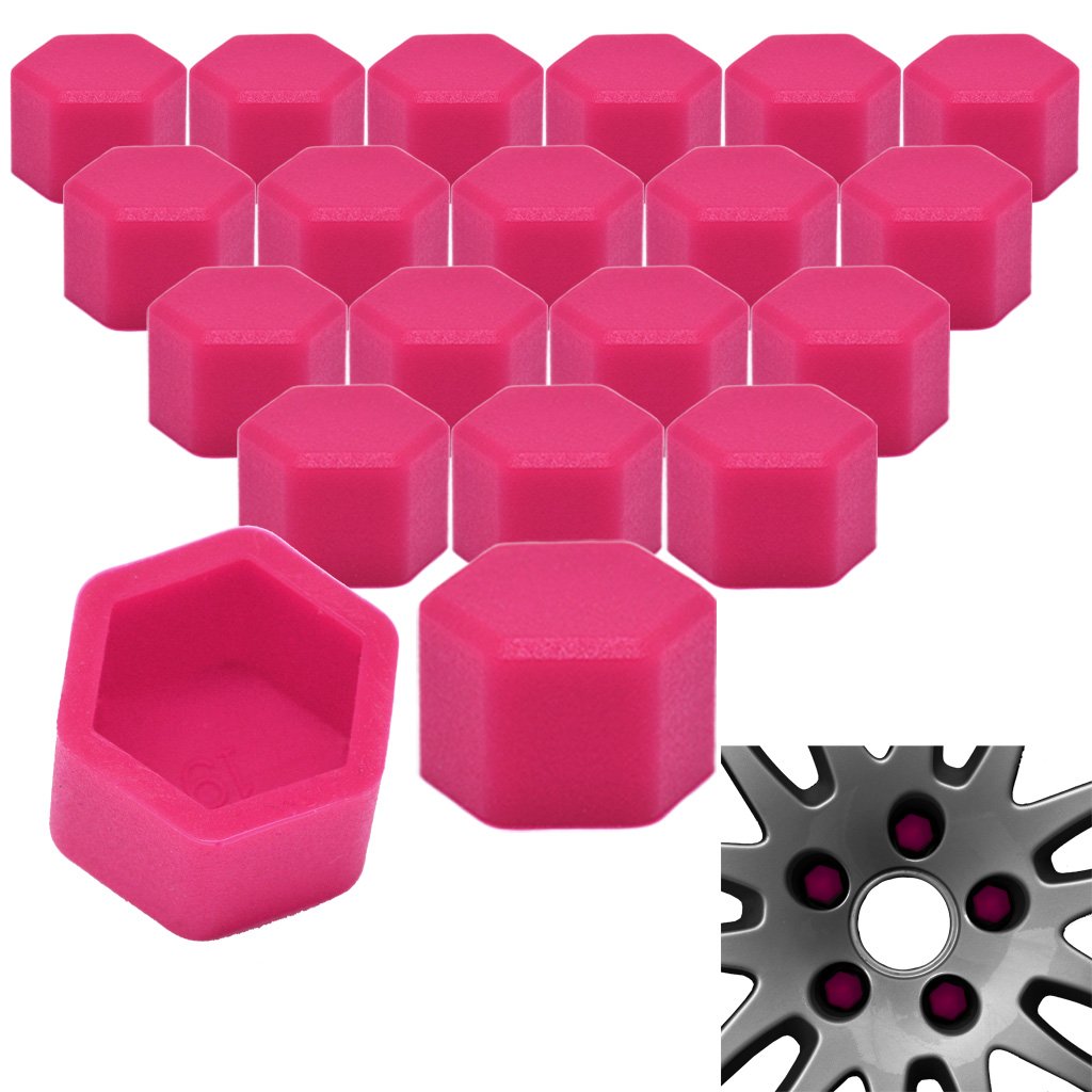 RYHX 20x Radschrauben Silikon Kappen Set Abdeckung SW17 17MM Pink RYHX 20x Radschrauben Silikon Kappen Set Abdeckung SW17 17MM Pink von RYHX
