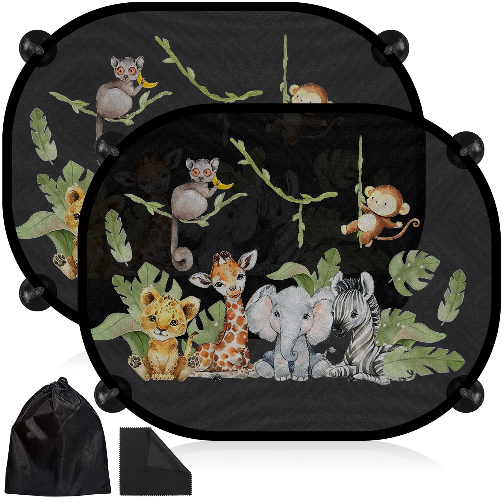 RYMALL Sonnenschutz Auto Baby mit UV Schutz, Sonnenschutz Auto 2 Stück 45x36.5 cm Saugnapf Sonnenblende Kinder Auto Fenster Sonnenschutz mit Süßen Tier Motiven-Grünlandtiere RYMALL Sonnenschutz Auto Baby mit UV Schutz, Sonnenschutz Auto 2 Stück 45x36.5 cm Saugnapf Sonnenblende Kinder Auto Fenster Sonnenschutz mit Süßen Tier Motiven-Grünlandtiere von RYMALL