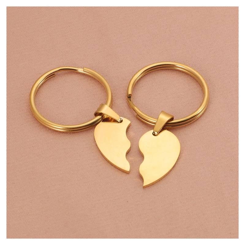 10 Paare/los Spiegel Polnischen Edelstahl Liebe Herz Anhänger Schlüsselanhänger for Damen Herren Party Souvenir Auto Schlüssel Schmuck(Gold color) von RYWRLQRA
