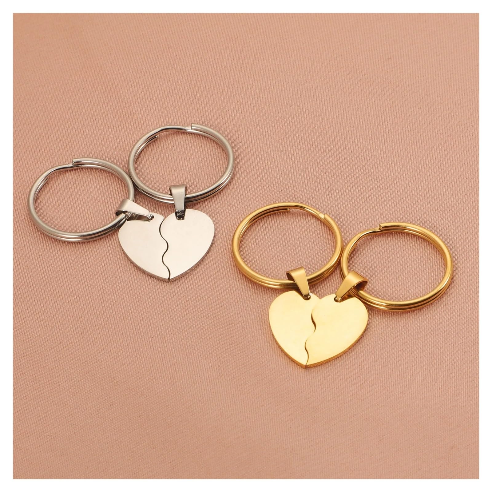10 Paare/los Spiegel Polnischen Edelstahl Liebe Herz Anhänger Schlüsselanhänger for Damen Herren Party Souvenir Auto Schlüssel Schmuck(MIX color) von RYWRLQRA