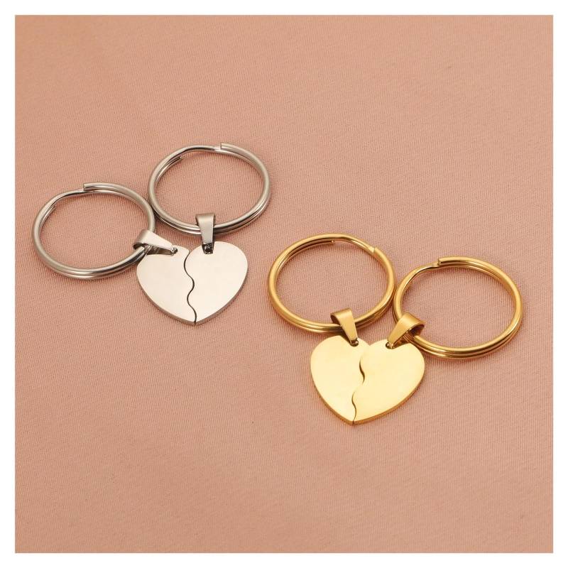 10 Paare/los Spiegel Polnischen Edelstahl Liebe Herz Anhänger Schlüsselanhänger for Damen Herren Party Souvenir Auto Schlüssel Schmuck(MIX color) von RYWRLQRA