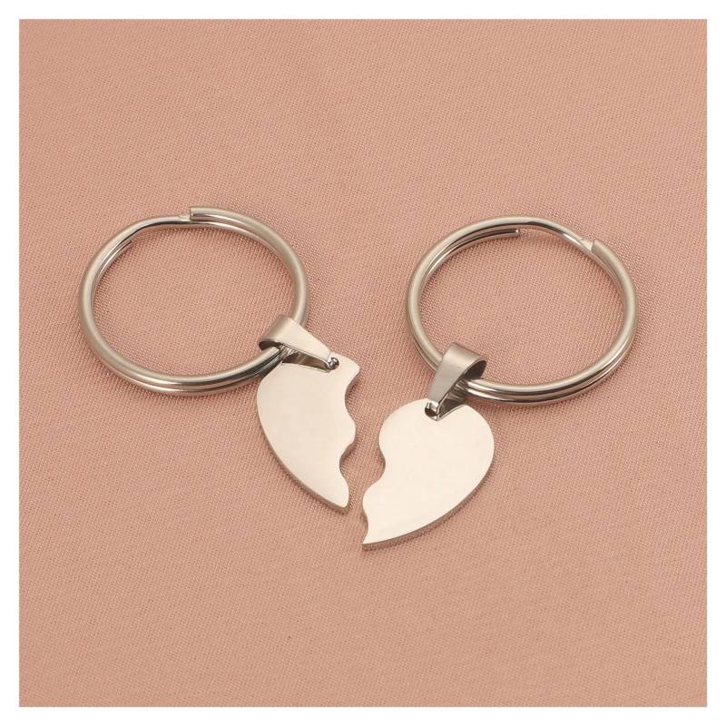 10 Paare/los Spiegel Polnischen Edelstahl Liebe Herz Anhänger Schlüsselanhänger for Damen Herren Party Souvenir Auto Schlüssel Schmuck(Steel color) von RYWRLQRA
