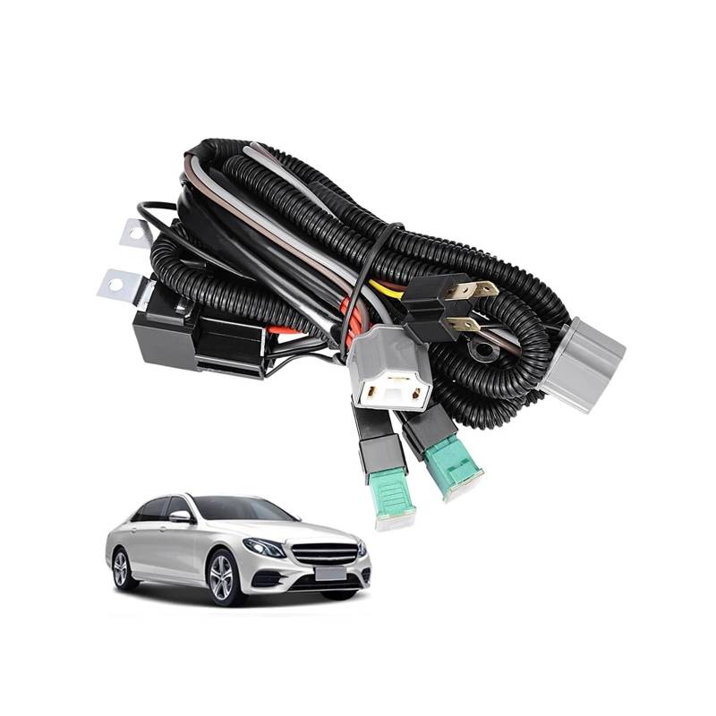 12-V-Auto-H4-LED-Scheinwerfer-Relais-Kabelbaum-Kit H4-Relais-Kabelbaum-LED-Scheinwerfer-Kabelverlängerung mit hitzebeständigen Keramiksteckern von RYWRLQRA