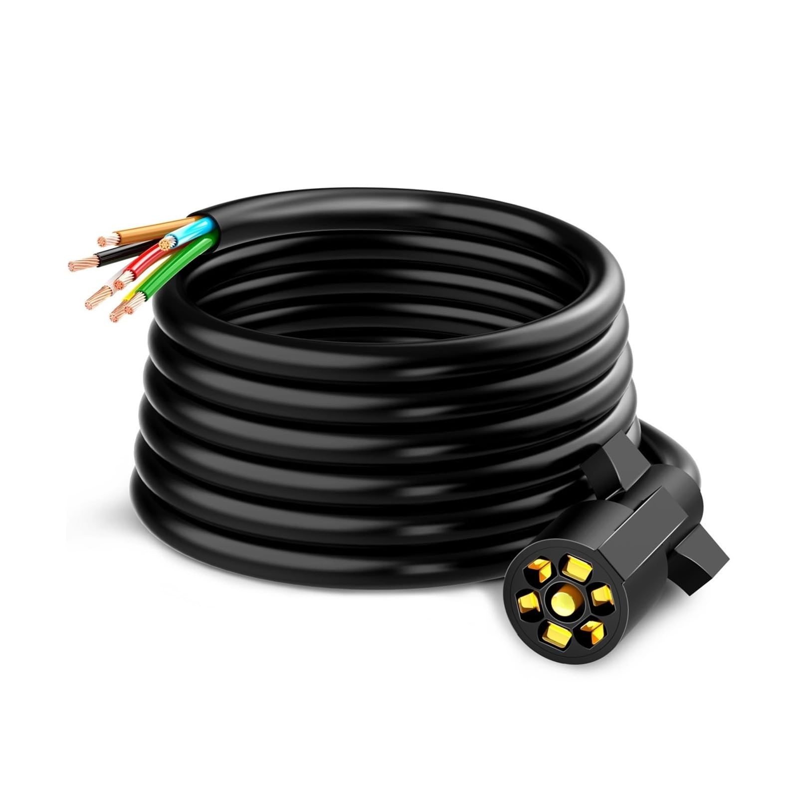 12FT 7 Weg Stecker Inline Anhänger Kabel Heavy Duty Anhänger Kabelbaum Kit mit Doppel Zinken Stecker Für RVs Camper 12FT 7 Weg Stecker Inline Anhänger Kabel Heavy Duty Anhänger Kabelbaum Kit mit Doppel Zinken Stecker Für RVs Camper von RYWRLQRA
