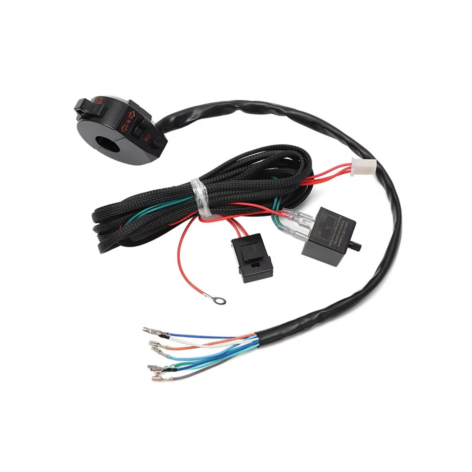 7/8 Zoll Lenkersteuerung Scheinwerfer Hupenschalter Kabelbaum Kompatibel für Yamaha Motorrad Universal Blinker Lampenkabelbaum Set(Wire Harness) von RYWRLQRA